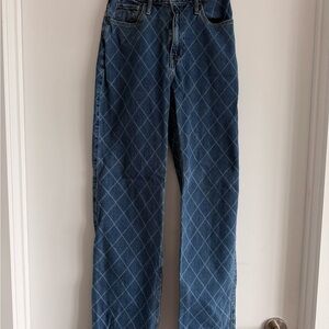 Hollister Blue Dad Jeans with Geometric Pattern